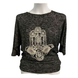 SJS Hamsa Gray Lightweight Sweater. Size Large